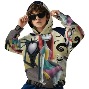 The Nightmare Before Christmas Printed Long Sleeved Hooded Sweatshirt, Boys' Spring And Autumn Sportswear, Casual Versatile Pullover Suitable For Boys' Outdoor Sports, Suitable As A Gift  B0929-52