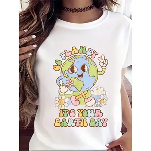 Go Planet Its Your Earth Day 2026 Teacher  Retro Earth T-Shirt Women's Clothing Graphic Tee T-Shirt All-Season Casual Wear Comfortable, Soft Short Sleeve Crew Neck 100%Cotton