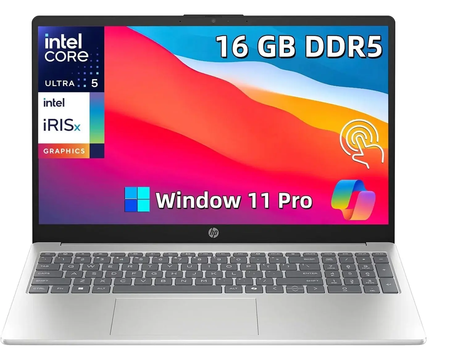 HP 15.6 Touchscreen Laptop , 8/16/32 GB DDR5 RAM 512GB/1TB/2TB SSD , Intel Ultra 5 225U, 24 NPU TOPS ,15.6 inch Anti-glare LED Display , Intel Iris Xe Graphics , Windows 11 Pro , AI Noise Reduction