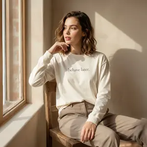 Behave Later Long Sleeve Shirt – Minimal Aesthetic Unisex Tee