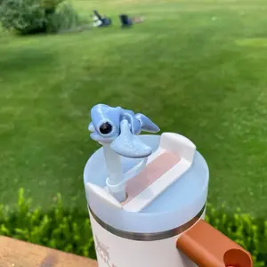 Silver Sting Ray Manta Ray Cute Straw Toppers and Charms for Stanley Tumbers & 9.5mm Straws with Durable PLA Design - Stylish, Beverage