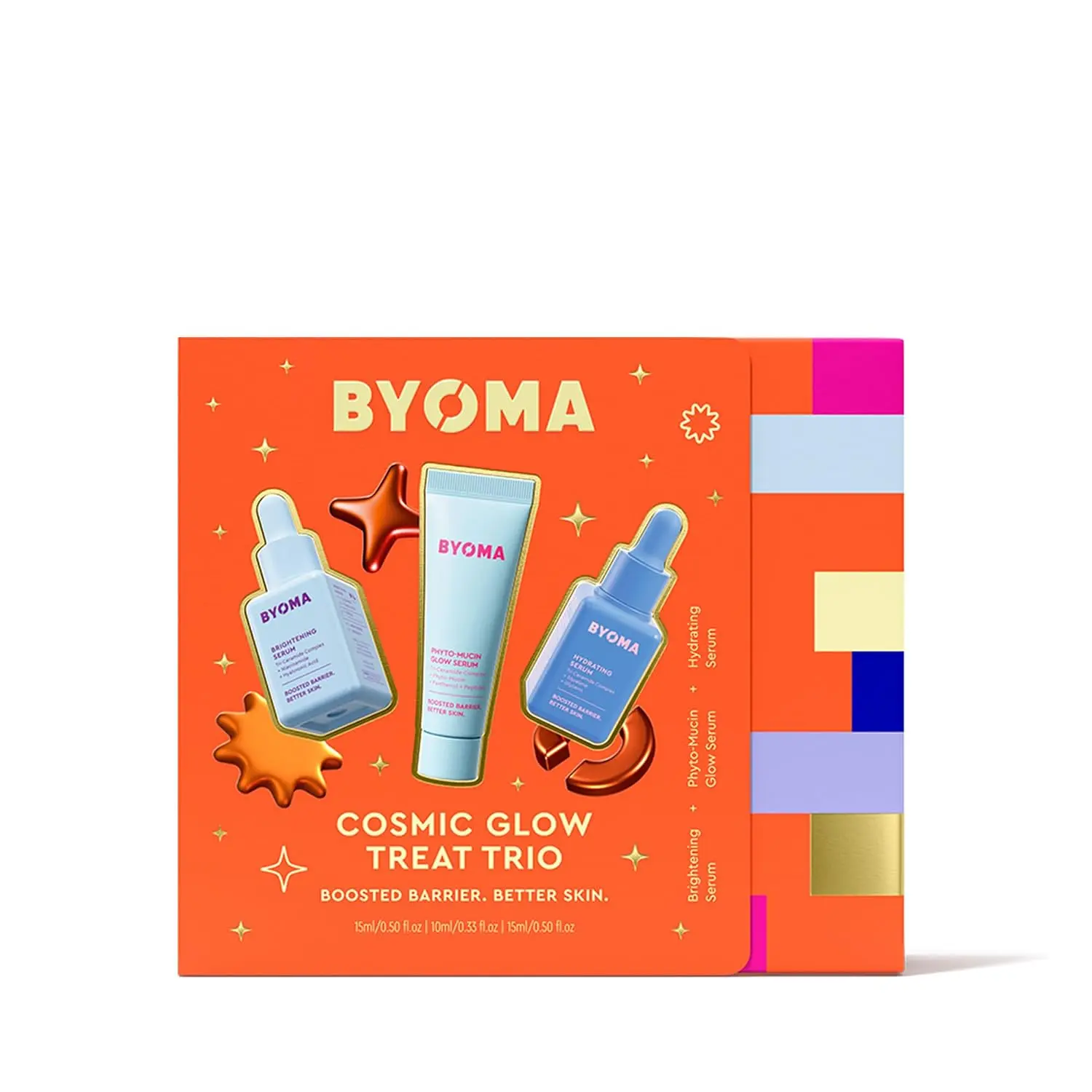 BYOMA Cosmic Glow Treat Trio Travel Size Skincare Set | Mini Brightening & Hydrating Serums, Phyto-Mucin Glow Serum, Gift Set, Travel Size Minis, Gift Set