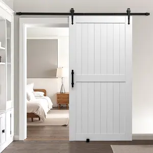 Sliding Barn Door With Hardware Kit 42 X 84 Inch MDF Panel PVC Surface For Residential Interior Doors, Smooth Quiet Sliding Track System, Steel Hardware, Easy Installation, Rustic Farmhouse Style