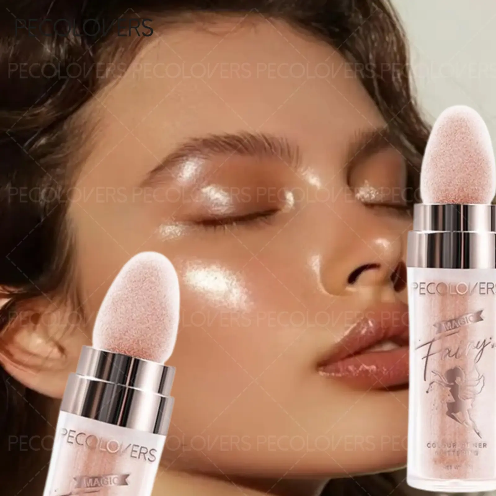 1PC Waterproof Glitter Pressed Shimmer Powder High-gloss Lasting Brighten Face Body Contouring Bronzer Illuminator Pearlescent Highlighter Stick, Glowy Highlighter
