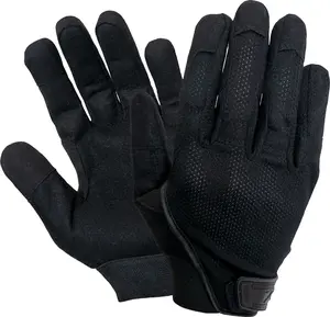 Black - Tactical Combat Gloves, Lightweight Mesh & Leather Durable Work Glove