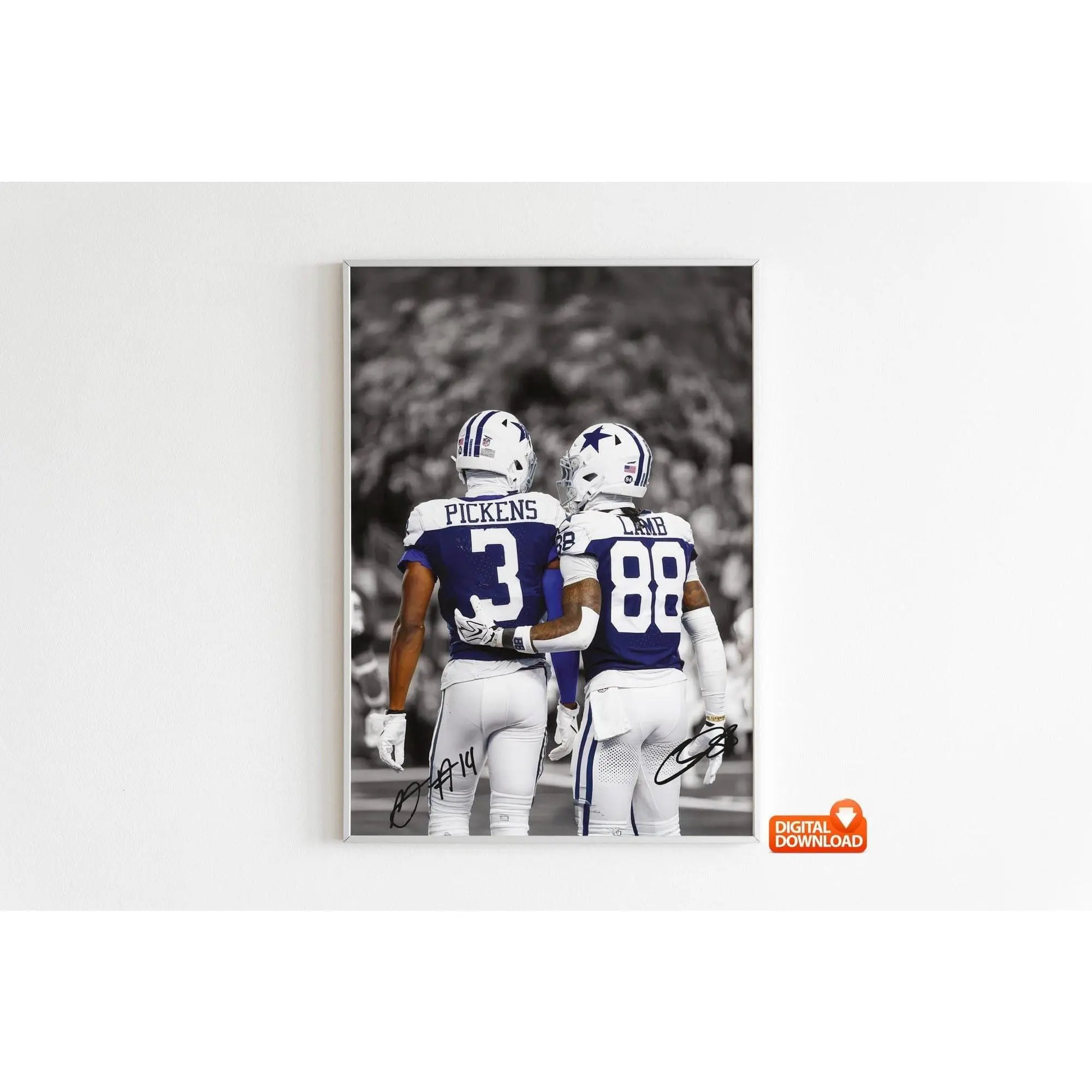 CeeDee Lamb Poster, George Pickens Poster, Signed Football Poster, Best Gift For Fans( Unframed - Print Only )
