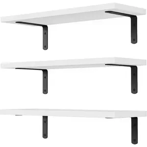 Floating Shelves - 3 Sets Wall Mounted Floating Shelves for Wall Decor, White, Wall Mounted Bathroom Shelf for Storage