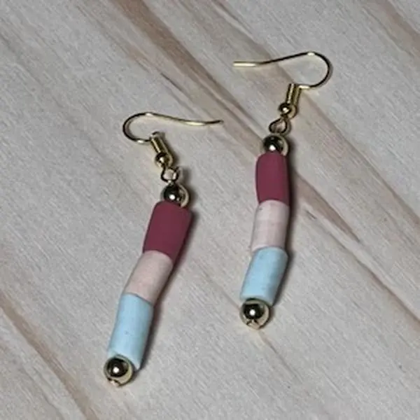 Multicolored Clay Tube Earrings - Multicolored Clay Tube Drop Earrings - Multicolored Polymer Clay Tube Earrings - Clay Tube Dangle Earrings