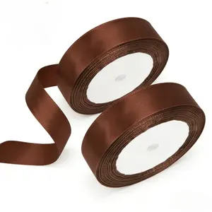 2 Rolls Brown Satin Ribbon, 41.4 Meters Total, 25mm Wide Satin Fabric Ribbon for Wedding & Event Decor, Event Decorations, Gift Wrapping & Packaging, Creative DIY Crafts, Floral & Balloon Arrangements, Bow Making, Decorative Trim