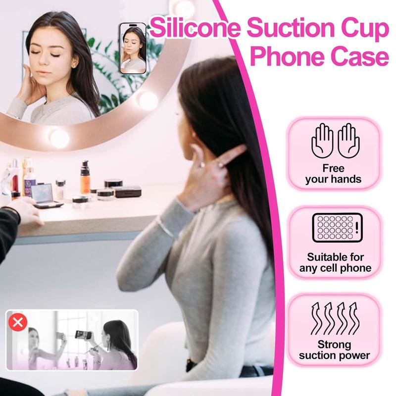 2 Pack Silicone Phone Grip Holder, Non Slip Sticky Grip For Cellphone, Silicone Adhesive 24 Suction Cup Phone Mount, Hands-Free Mobile Holder For Selfies and Videos, Strong Grip For Smartphones.