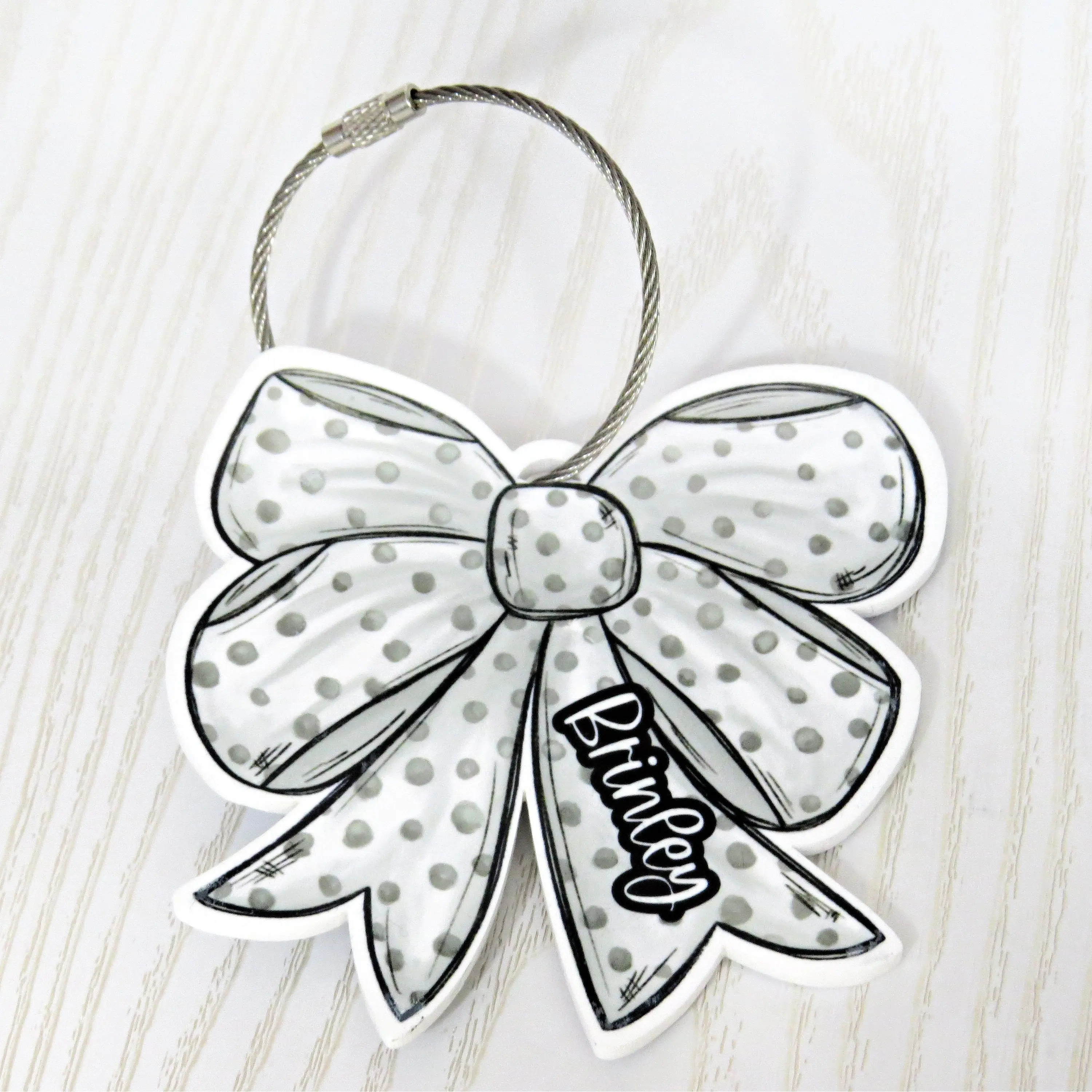 Personalized Golf Ball Bow Bag Tag with Name for Backpack Sports Bag - Custom Kids Acrylic ID - Game Day Gift