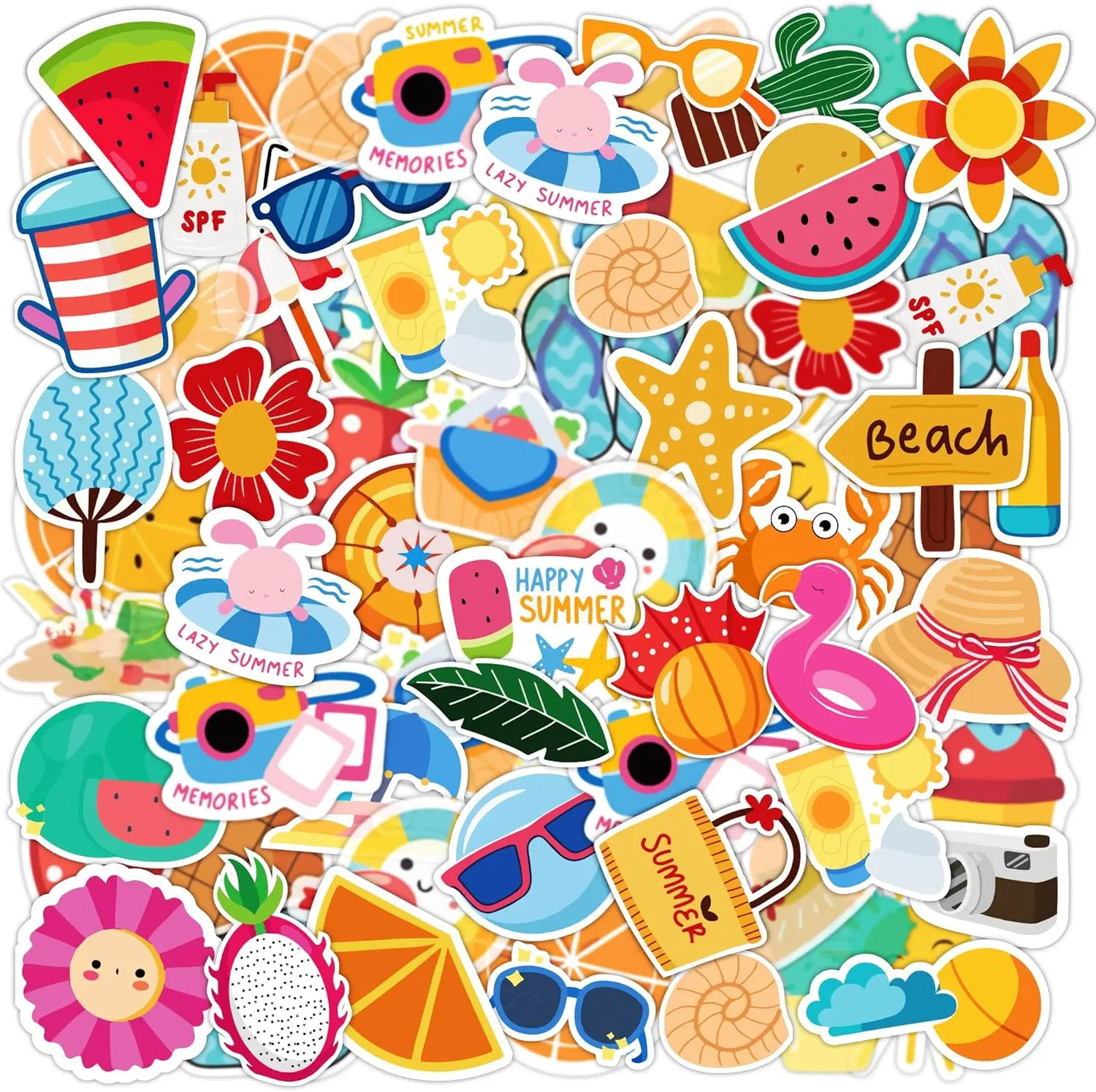 100PCS Summer Stickers for Kids Hawaiian Beach Tropical Vinyl Stickers Pack | Waterproof Summer Party Favors, Classroom Rewards, Travel Activities, Scrapbooking & Craft Supplies | Cute Aesthetic Island Theme Decals