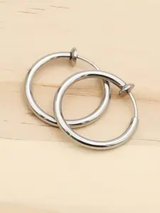 2pcs Small Hoop Spring Ear Clips Earrings, Stainless Steel Painless No Piercing Stealth Fake Ear Jewelry, Unisex 8-16mm, Non Piercing Earrings