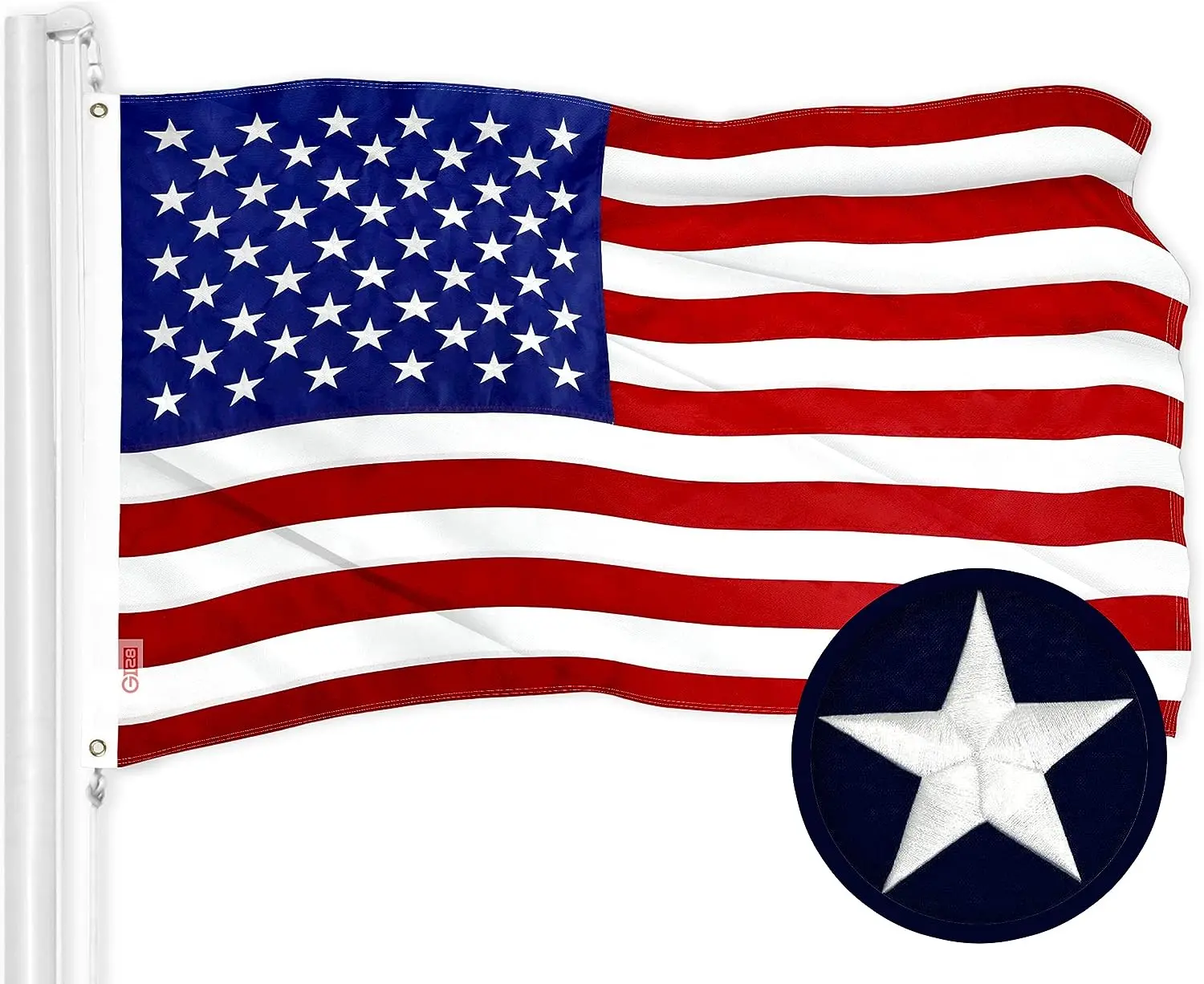 American USA Flag | 2x3 ft 2.5x4 ft 3x5 ft 4x6 ft 6x10 ft | ToughWeave Series Embroidered 300D Nylon | Country Flag, Embroidered Stars, Sewn Stripes, Indoor/Outdoor, Vibrant Colors, Brass Grommets Banners Multicolor
