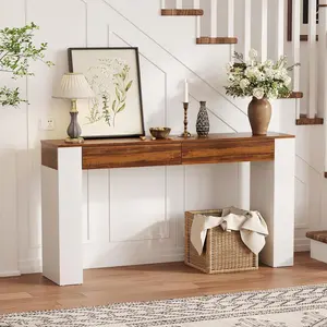 63" Console Table with 2 Drawers, Narrow Entryway Sofa Table Behind Couch for Hallway & Living Room