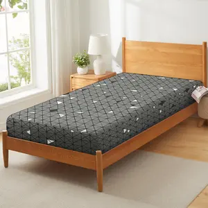 Bedding Fitted Sheet with Deep Pocket,Modern Design Grey Check Pattern Printed Fabric Bed Sheets (Dark Grey(Checkered), King)
