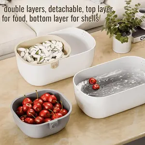 Double-Layer Thickened Fruit Snack Storage Basket, Kitchen Organiser, Multi-Functional PP Material, Bohemian Design, Perfect for Grapes Cherries Nuts Seeds