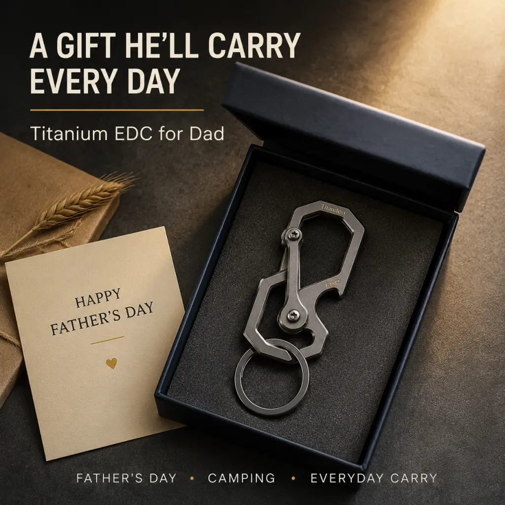 Tibitdeer Premium Titanium Keychain Accessory - Minimalist Heavy-Duty Climbing Carabiner, Key Ring, Multifunctional EDC Bottle Opener, Chain Clip, Men's Accessory, Unique Mens Gifts, Father's Day Gift