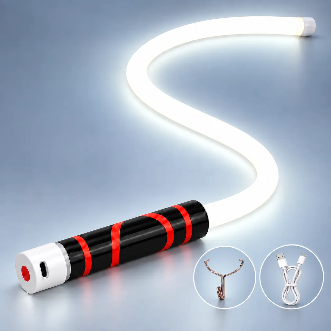Bendable LED Flashlight Stick – Flexible Rechargeable LED Work Light for Car Repair,Workshop,Mechanic,DIY Projects,Camping & Emergency Use