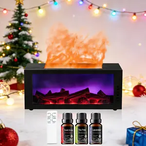 Flame Design Humidifier  7-Color LED fire Diffuser for Relaxation & Better SleepUltrasonic Air Humidifier & Oil Diffuser  Quiet Operation, 7-Color Mood Light auto-off essential oil diffuser , fireplace Aromatherapy for Home & Office aroma diffuser