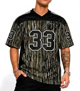 2026 Unisex Tree Camo Mesh Football Jersey, V-Neck, Loose Fit & Breathable Sports Training Shirt,Your Number Print Team Uniform