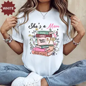 She Is Mom Book Shirt for Women, Mama Book Tee, Mama Mom Mental Health Shirt, Mother's day Short Sleeve Round Neck Casual Top, Mama Coquette Top,  Comfortable & Breathable Material,Size S-5XL