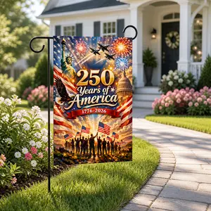 America 250 Garden Flag, Patriotic Yard Banner for 4th of July Porch Lawn Decoration,12x18 Inch