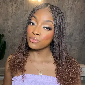 JALIZA 14" senegalese mini twist braided wig | HD Full Lace | 289 strands of braids | Full Hand Tied | Human Hair Baby Hair