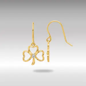 14K Gold Diamond Cut Clover Dangle Earrings - Model TF2365