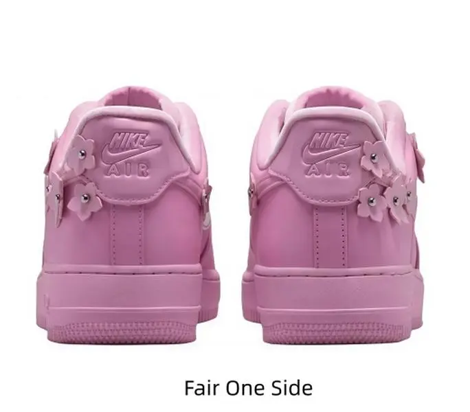 Ladies Full Pink Floral Accent Low Cut Skate Sneakers Soft Leather Non Slip Rubber Sole Casual Walking Shoes Cute Girly Daily Wear Street Fashion Lightweight Training Sports Shoes For Everyday Outings