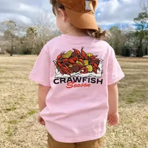 Youth & Adult Crawfish Season Back Side Graphic Tee, Louisiana Cajun Seafood Boil Shirt for Summer, Funny Food Lover Apparel Made In The USA	