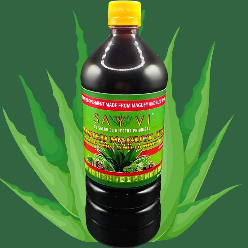 Sayvi Roasted Maguey Juice with Aloe Vera and 10 medicinal plants- Natural Dietary Supplement for Health - 100% Pure Maguey & Aloe Vera Blend Jugo de maguey asado con Sabila y 10 plantas medicinales SAYVI
