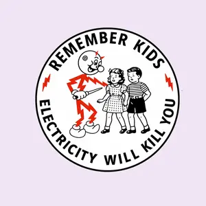 Vintage Electric Safety Sticker, Retro “Electricity Will Kill You” Decal, Funny Hazard Warning Sticker, Dark Humor Kids Safety Sign