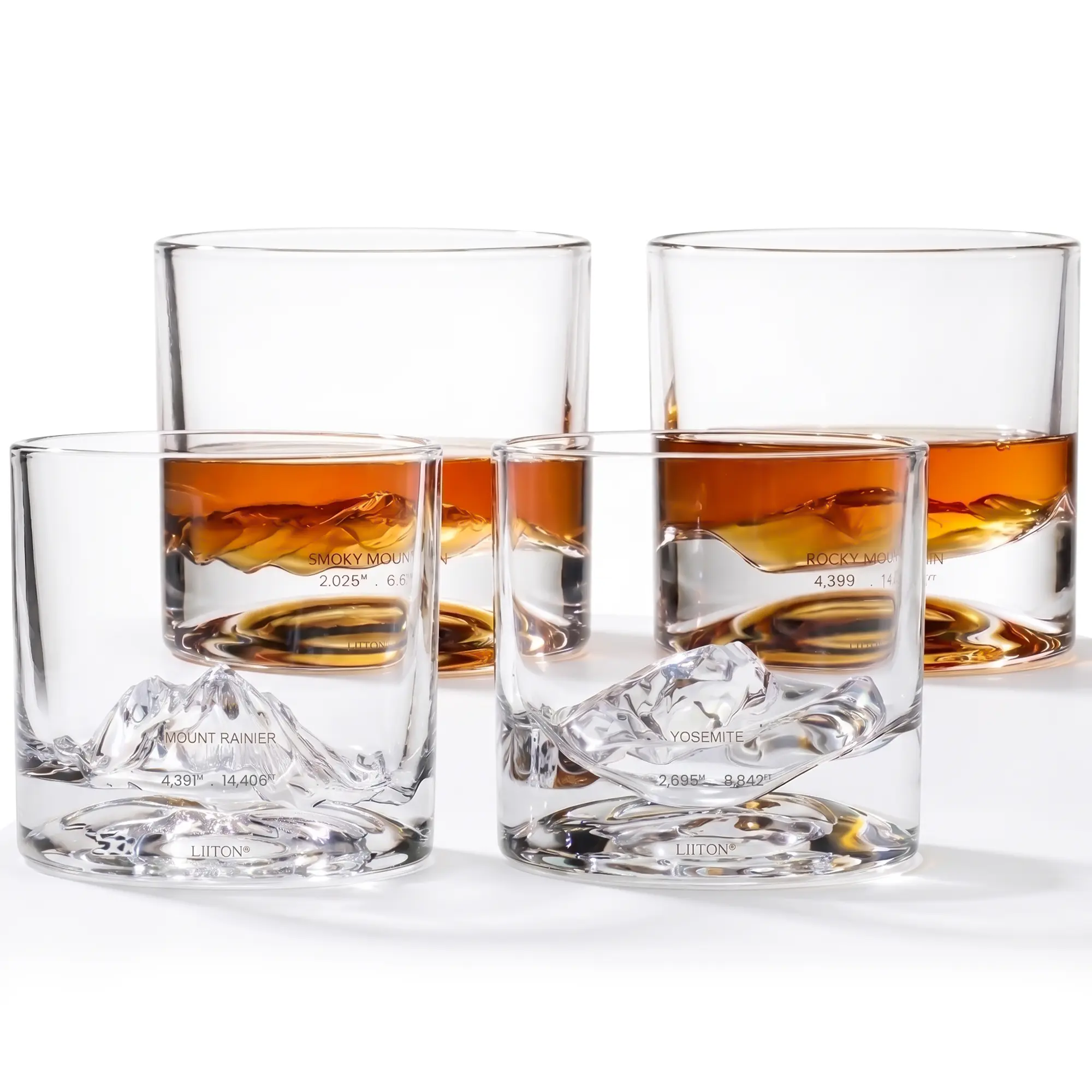LIITON Grand Canyon Thick Crystal Glass Tumblers - 10 oz Freezable Premium Drinking Cups, Whiskey-Specific Kitchenware Drinkware