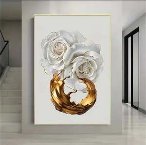Golden Flower Canvas Decor Frameless Wall Decoration Cotton home decor
