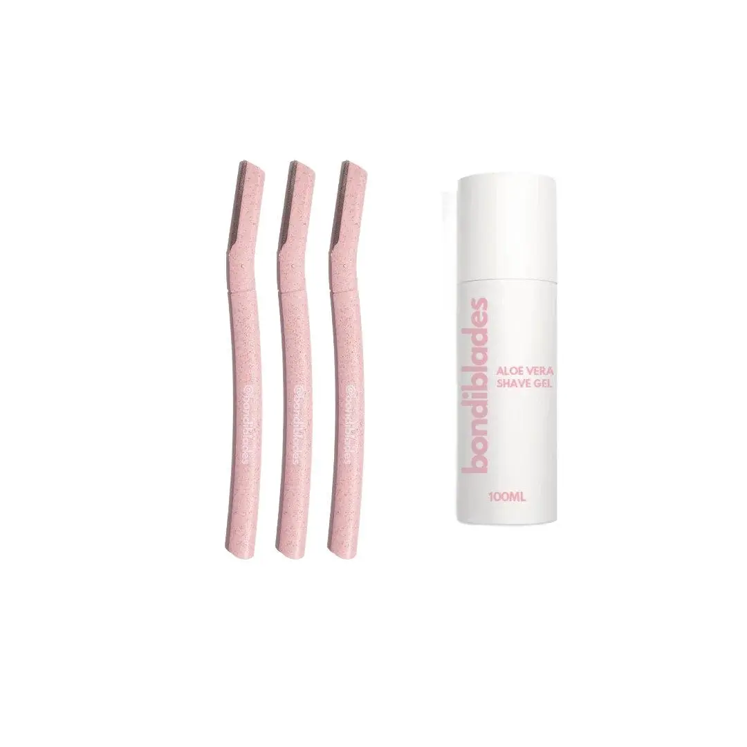 Bondiblades At-Home Dermaplaning Starter Kit - Soothing, Peach-Safe, All-Skin-Types, Includes 3 Razors