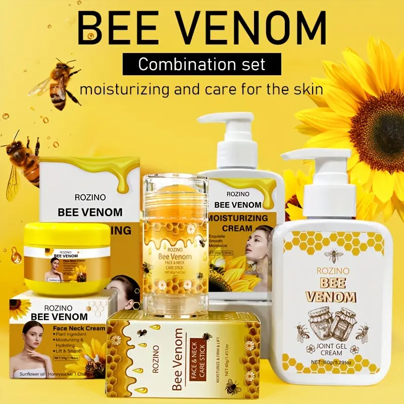 ROZINO Bee Venom Body Care Set - Moisturizing Cream, Face & Neck