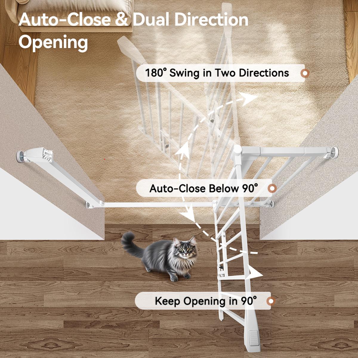 PAWGIANT 30" Tall Pet Gate for Cats, 29.5-32.3" Wide, with Cat Door, Auto Close Extra Wide Dog Gate for House, for Doorways & Bottom of Stairs, Pressure Mount Safety Gate for Babies, Toddlers & Pets, Tested & Safe, Baby Gate Pressure Mount