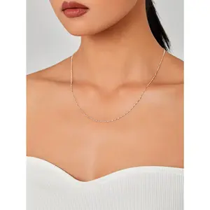 European and American Minimalist Silvery Fine Chain Necklace for Women, Basic and Versatile Necklace