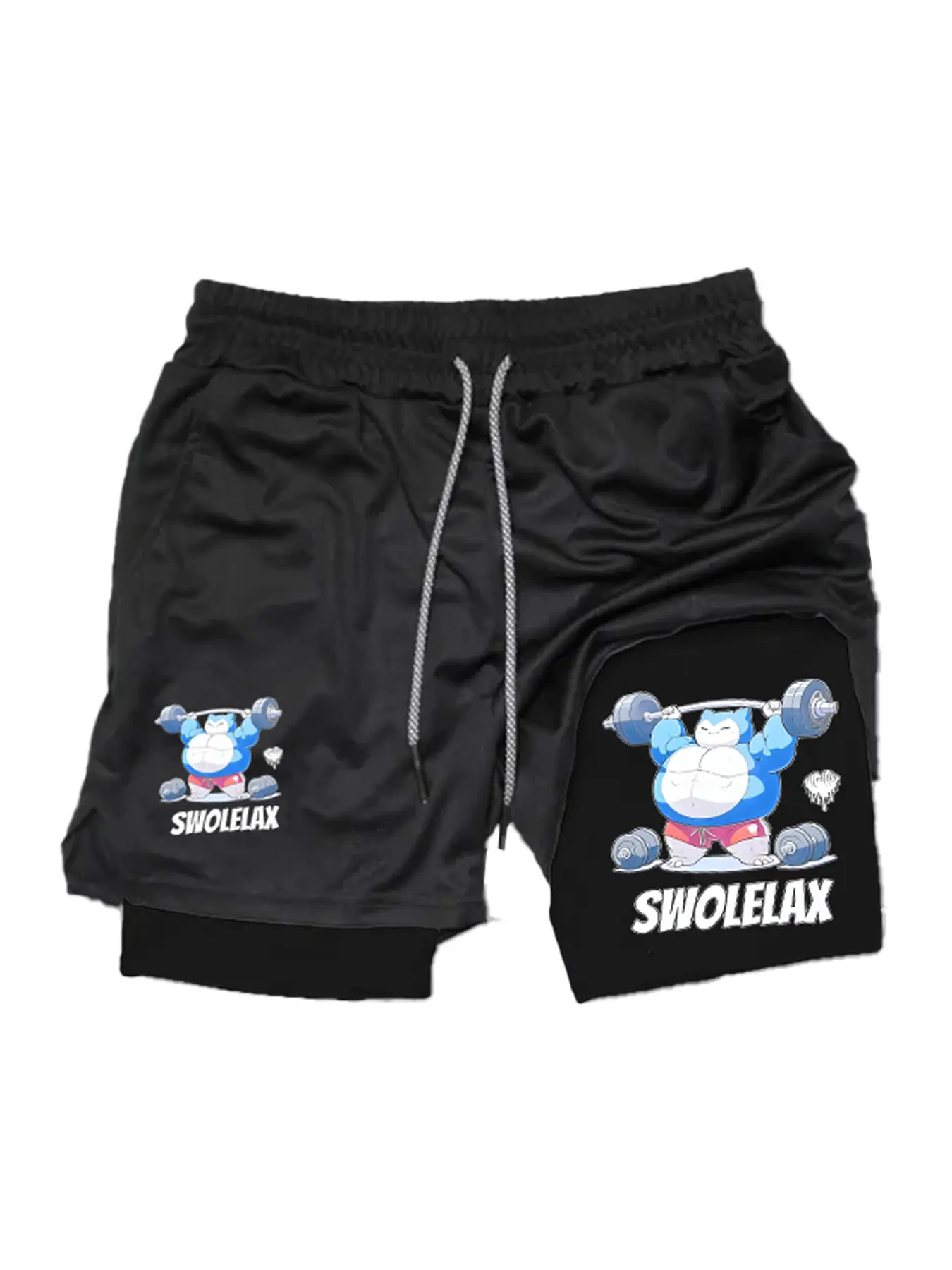 Anime Performance Shorts Summer Double Layer Beach Pants Fitness Training Pant Sports，Basketball Shorts, 2 In 1 Design, Spring/Summer, School