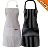 【Ready Stock】Unisex 2-Pack Chef Apron Set, All Abrasion Resistant Work Aprons with Breathable Fabric, Easy Cleaning, Adjustable Straps, Pockets, White Black & Brown