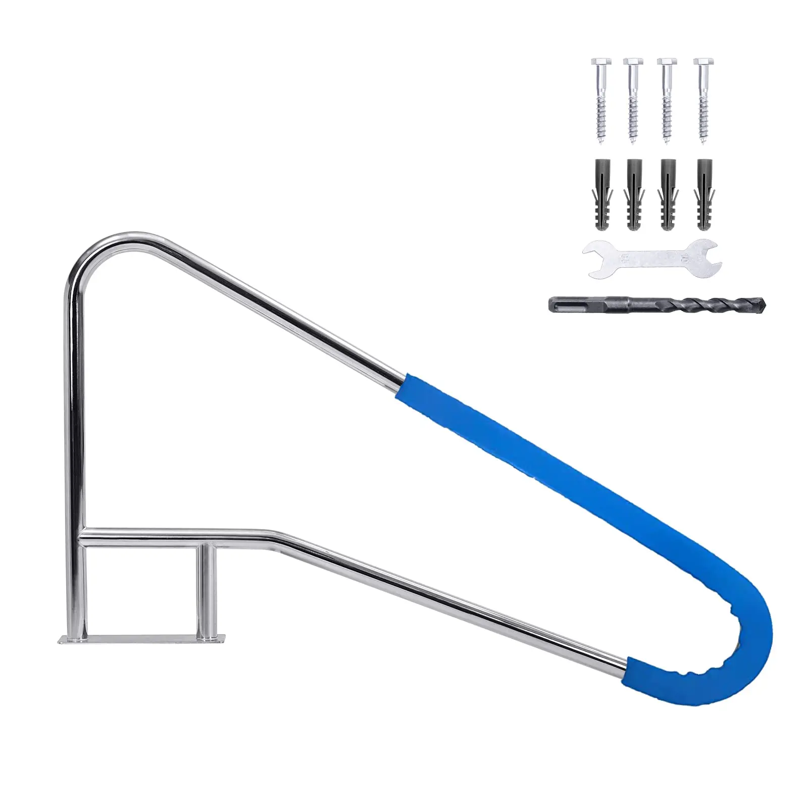 Garvee Pool Railing 55x32 Inches with High Load Capacity, Rust-Resistant and Blue Grip Cover for Secure and Durable Pool Safety