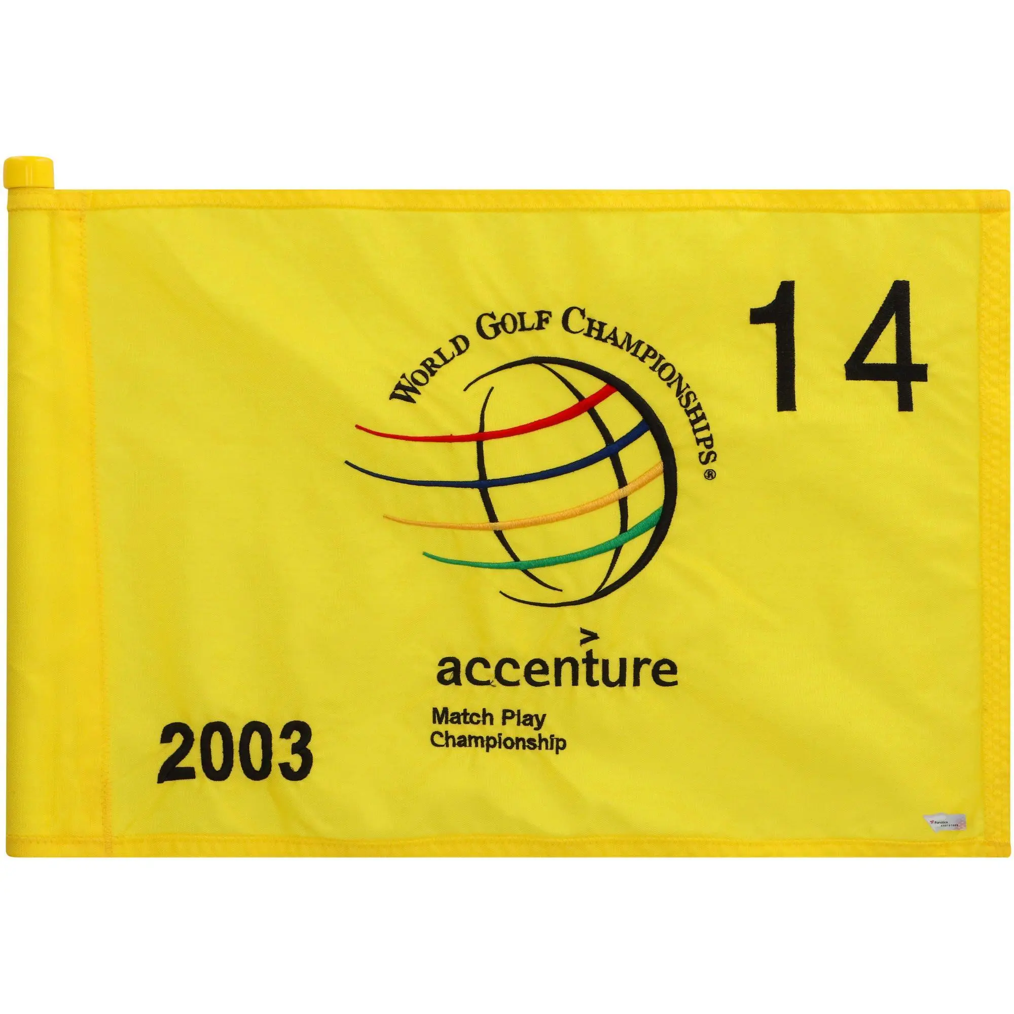 PGA Tour Event-Used #14 Yellow Pin Flag from The Accenture Match Play Championship on February 27th to March 2nd, 2003 - Fanatics Authentic Certified