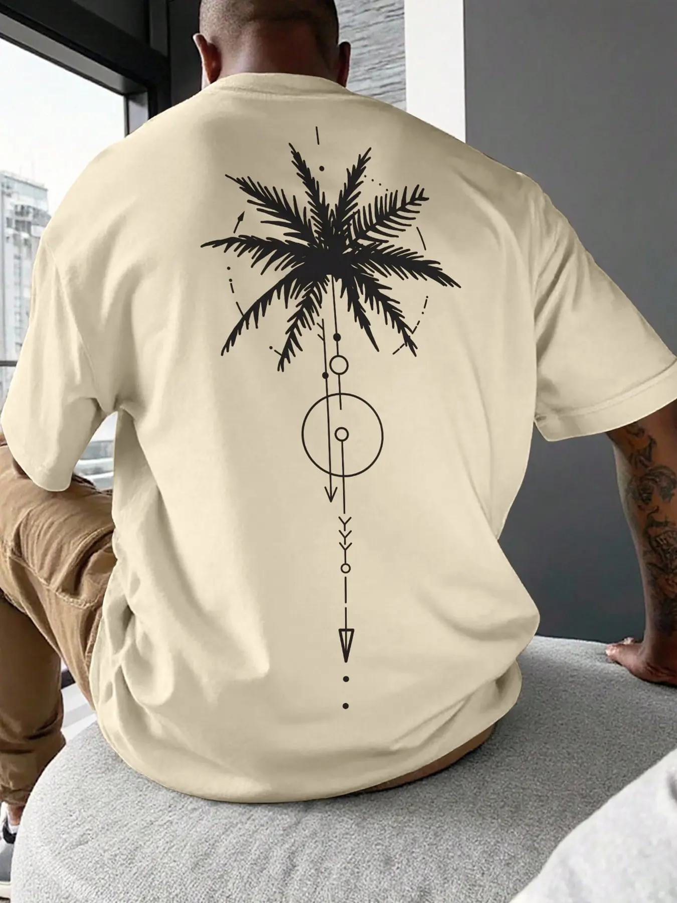 Men's Palm Tree Print Tropical T-Shirt, Casual Loose-Fitting Short Sleeve, Outdoor Travel Party Streetwear, All Seasons Comfortable Tee