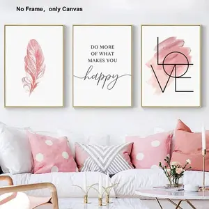 Pink Theme Canvas Painting without Frame, 3 Counts/set Modern Wall Art Painting, Wall Art Decor for Home Living Room Bedroom, Frameless