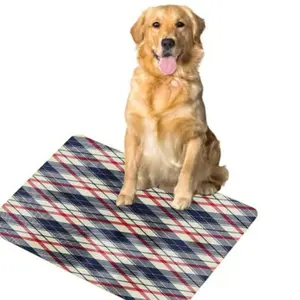Pet Feeding Mat Navy Red And White Plaid Pattern For Dogs Cats Pet Essential Pad For Indoor Outdoor Use