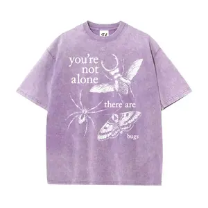 You're Not Alone, There Are Bugs Insects Lover Oversize Unisex Washed T-Shirt for Women and Men's Unisex Fit Batik Cotton Oversize Streetwear Menswear Super Soft Pre-Shrunk