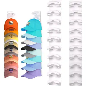 Hat Organizer for Caps 2Pack, Hat Rack for Wall with Strong Adhesive Hold up to 20 Hats, Hat Hanger Holder Display for Door Closet, Storage Multilayer Two Mounting