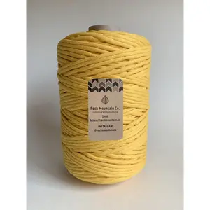 5mm Single Strand Macrame Cord 1 Ply Twisted Cotton Craft String - Yellow Gold Fiber Art Rope