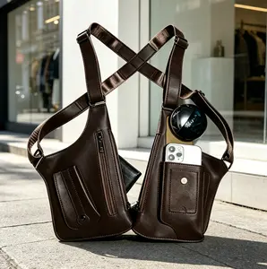 Unisex Faux Leather Double Shoulder Armpit Anti-Theft Bag with Hidden Storage Compartment for Cellphone & Outdoor Tools, Lightweight Portable Travel Sports Bag, Father's Day Holiday Gift Option, Bags